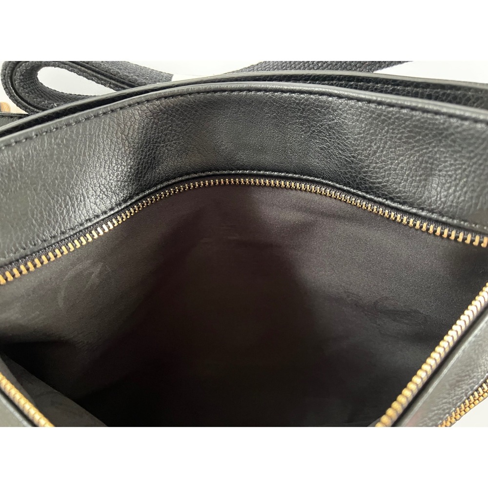 Mellow World Black Vegan Leather Crossbody Bag Woven Texture Gold Hardware NWT - Picture 12 of 14